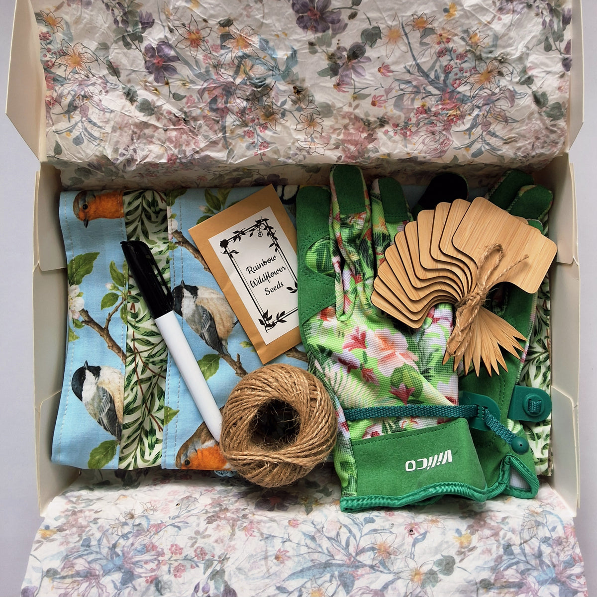 Britsh Birds - gardening apron & gloves gift set
