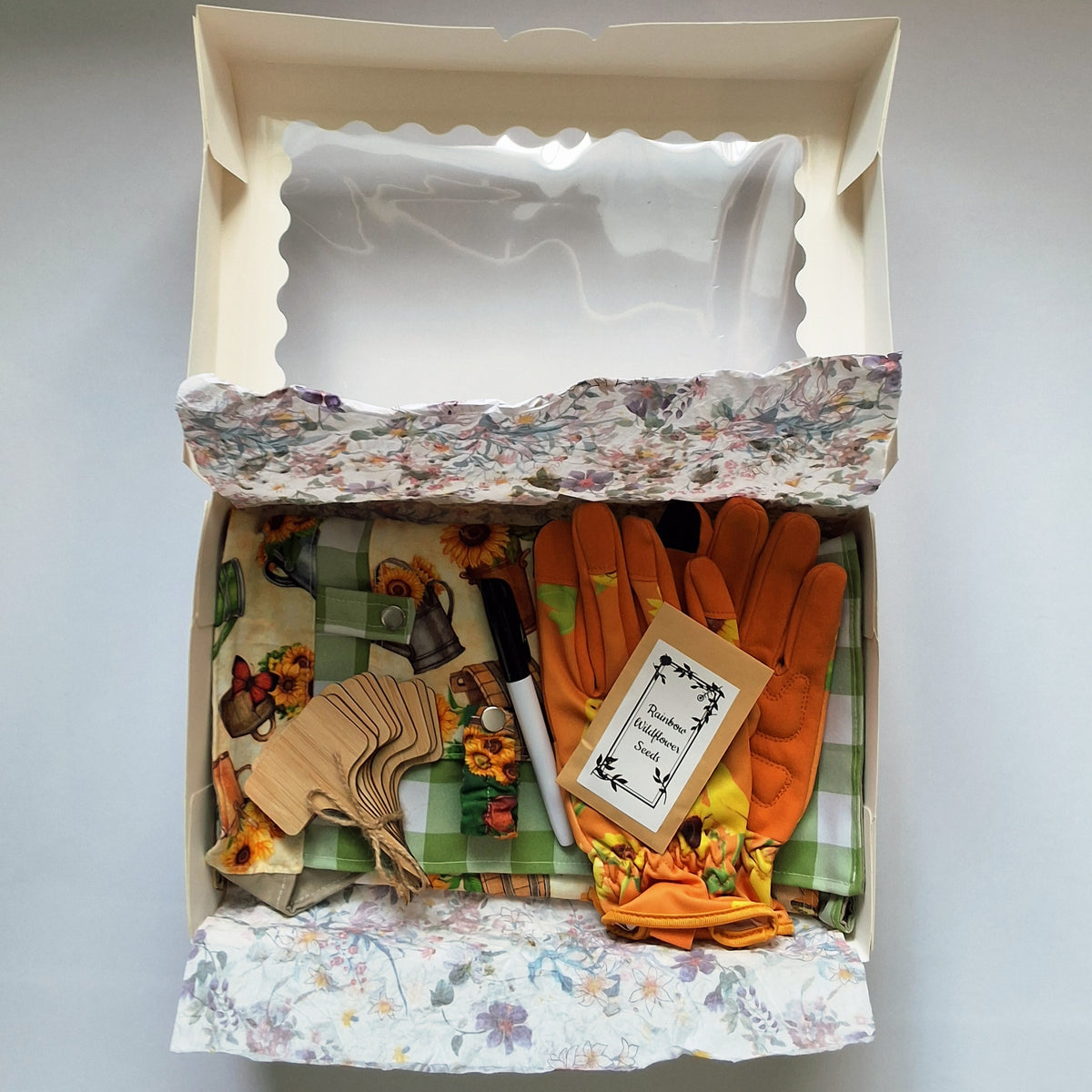 Sunflowers - gardening apron & gloves gift set
