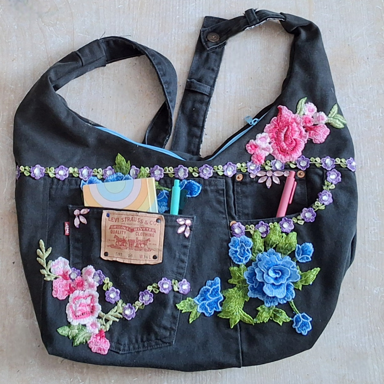 Midnight Blooms Slouchy Crossbody Bag
