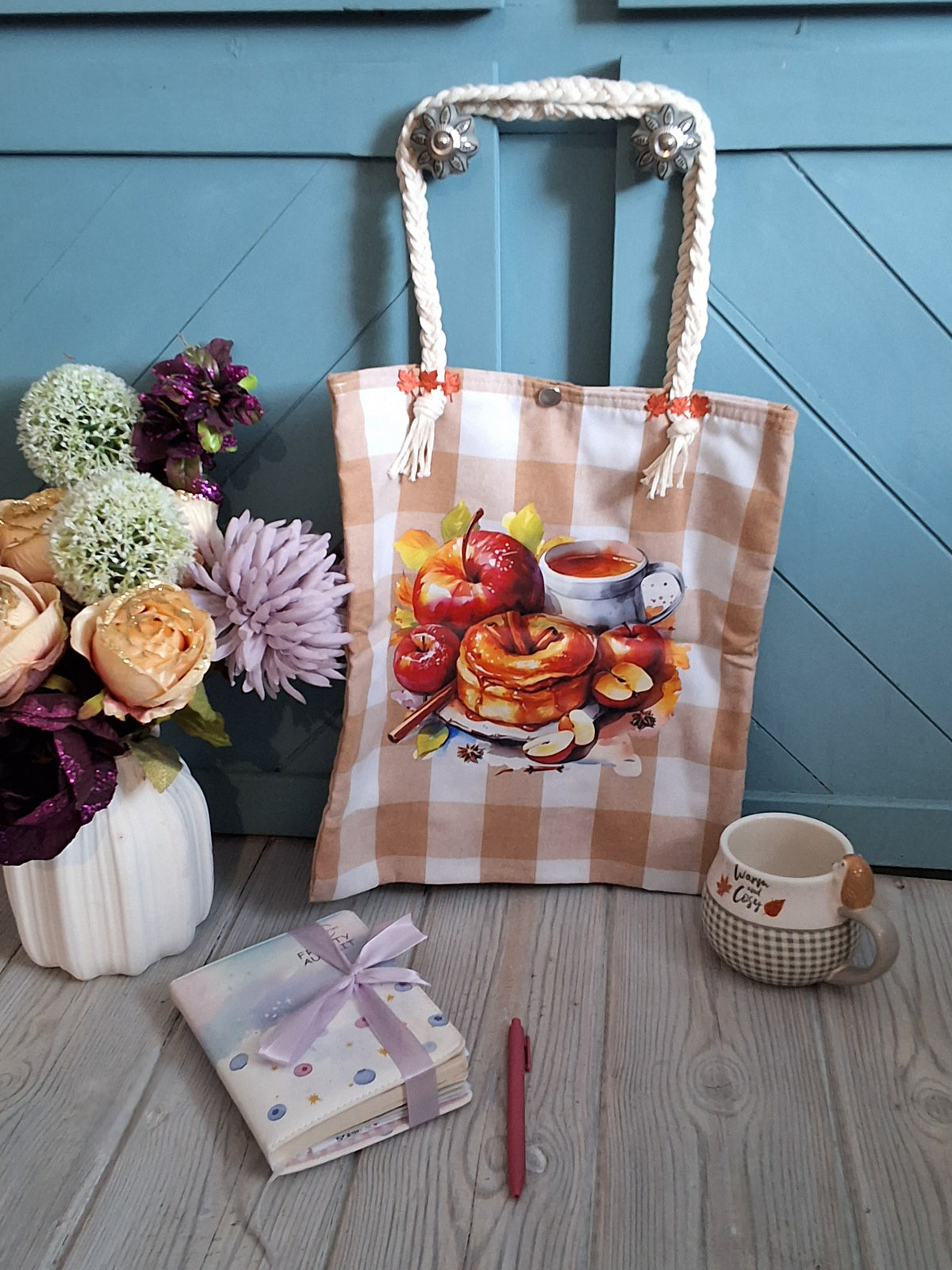 Autumn Cinnamon Apple Tote Shopping Bag