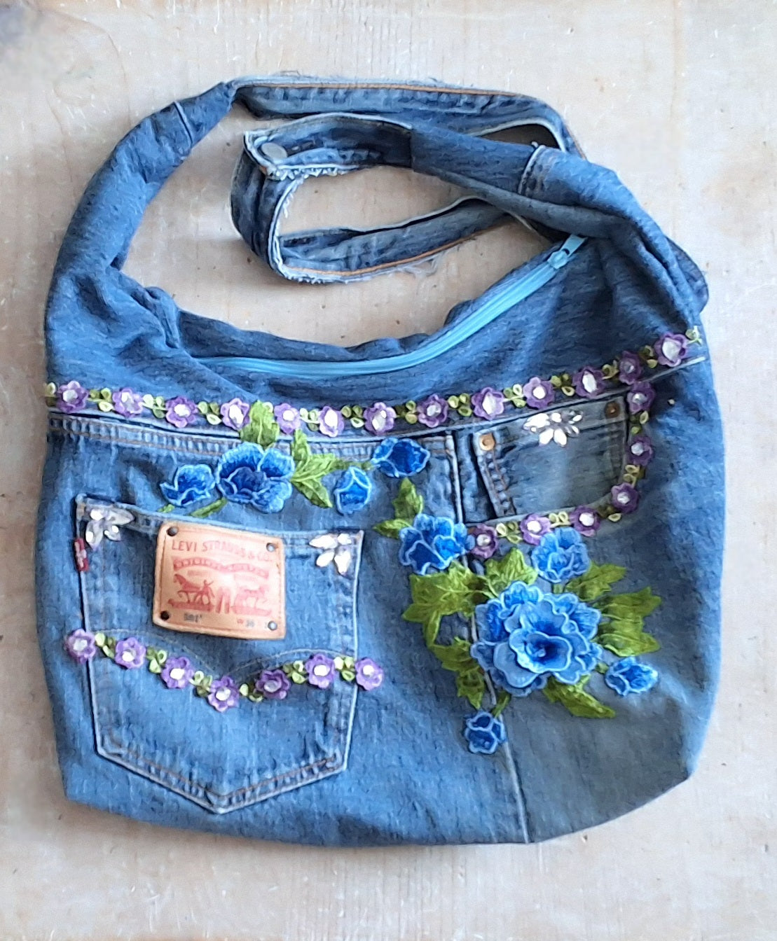 Cornflower Corsage Slouchy Crossbody Bag