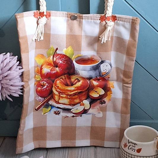 Autumn Cinnamon Apple Tote Shopping Bag