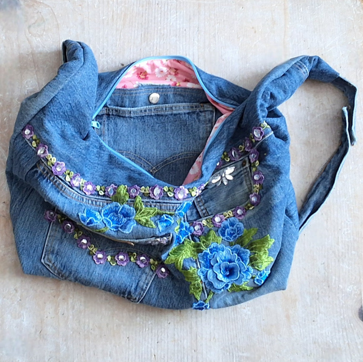 Cornflower Corsage Slouchy Crossbody Bag