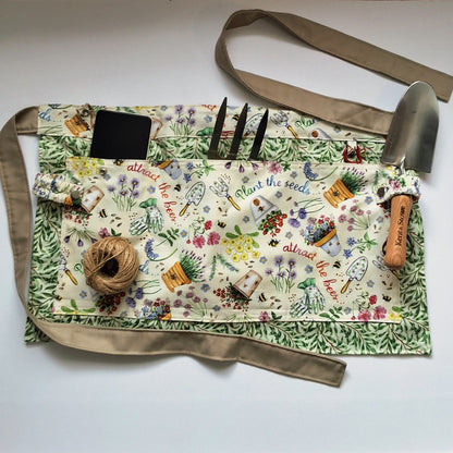 Seeds & Bees - gardening apron & gloves gift set